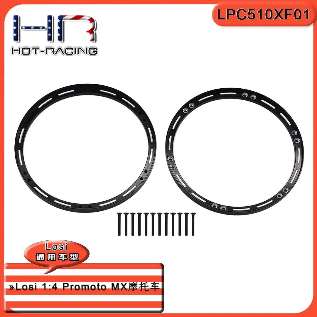 Hot Racing Upgrade Front and Rear Aluminum Wheel Wheel Reinforcement Rings Setfor 1/4th scale Losi Promoto-MX Motorcycle