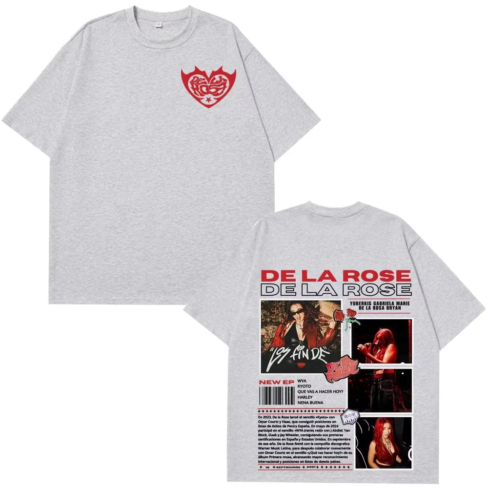 Męska i damska letnia koszulka z okrągłym dekoltem, luźna, w stylu Harajuku, bawełniana, z nadrukiem muzyki pop, koszulka z motywem albumu i trasy koncertowej piosenkarki Dela Rose, merch z trasy koncertowej 2025.