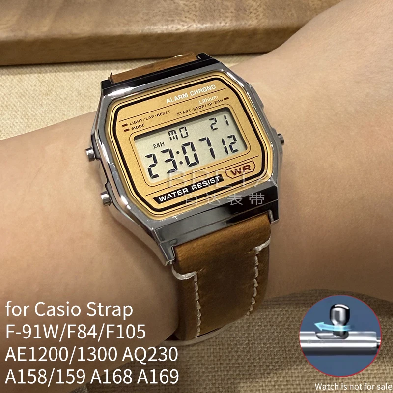 

Для Casio F91W W-800H SGW400 F84 F105/108 A158/168 AE1200/1300 винтажный ремешок для часов из натуральной яловой кожи, сменные браслеты
