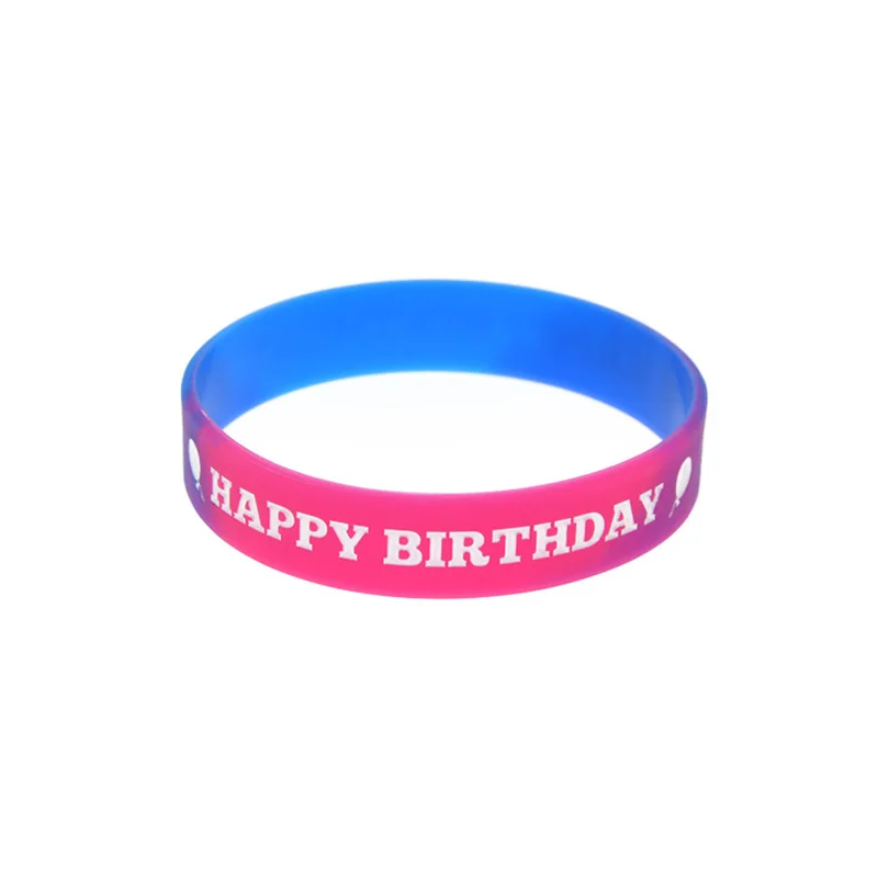 

50 Pcs Happy Birthday Silicone Bracelet for Party Subsection Color Youth Size