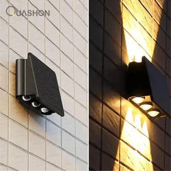 Moderno solar à prova dwaterproof água luz conduzida da parede para cima e para baixo ao ar livre painel solar jardim decorativo lâmpada de parede solar jardim luz redonda