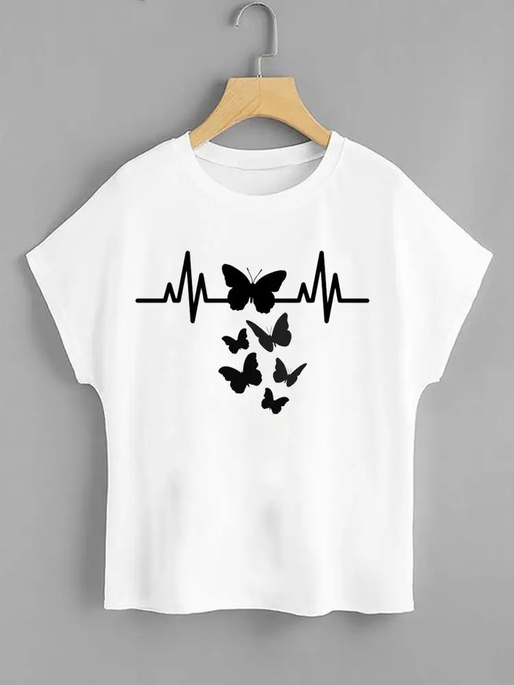 

T Clothing Fashion Short Sleeve Casual T-shirts Clothes Women 90s Butterfly Sweet New Female Summer Ladies Print Graphic Tee