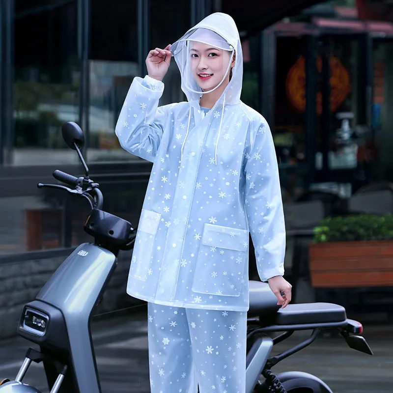 Raincoat and rain pants are suitable for women with thickened adult body and rainproof men\'s raincoat and rain pants