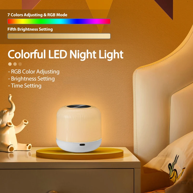 Colorful LED Night Light Touch RGB Dimmable Lamp Portable Rechargeable Beside Table Lamp with Remote Control Bedroom Living Room