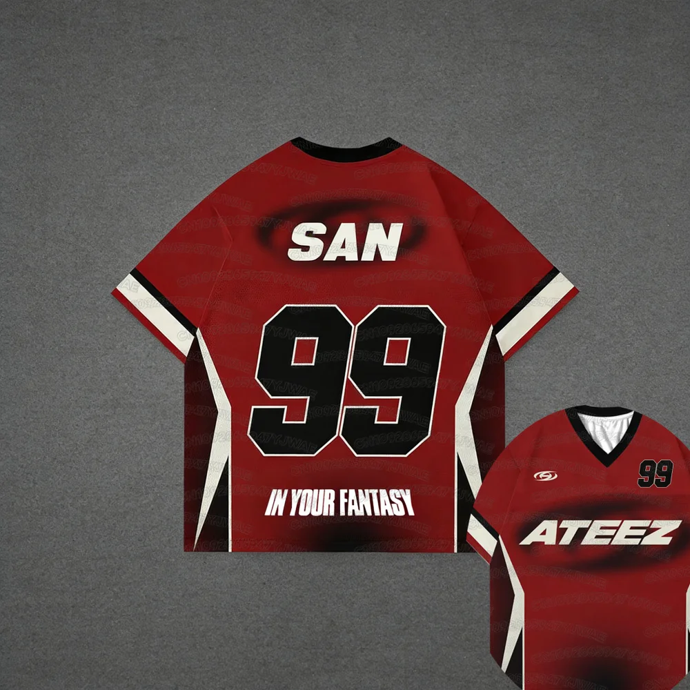 Summer Men's Women's Short Sleeve ATEEZ In Your Fantasy Tour Football Jersey kpop Album Casual T-shirt Tops Tee view 5