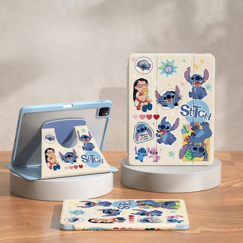

Чехол MINISO Stitch для iPad, IPAD Air 4 5 Mini 6 7, чехол для планшета Funda ipad A16, 10, 11-го поколения Pro 6, защитный чехол с вращающейся подставкой