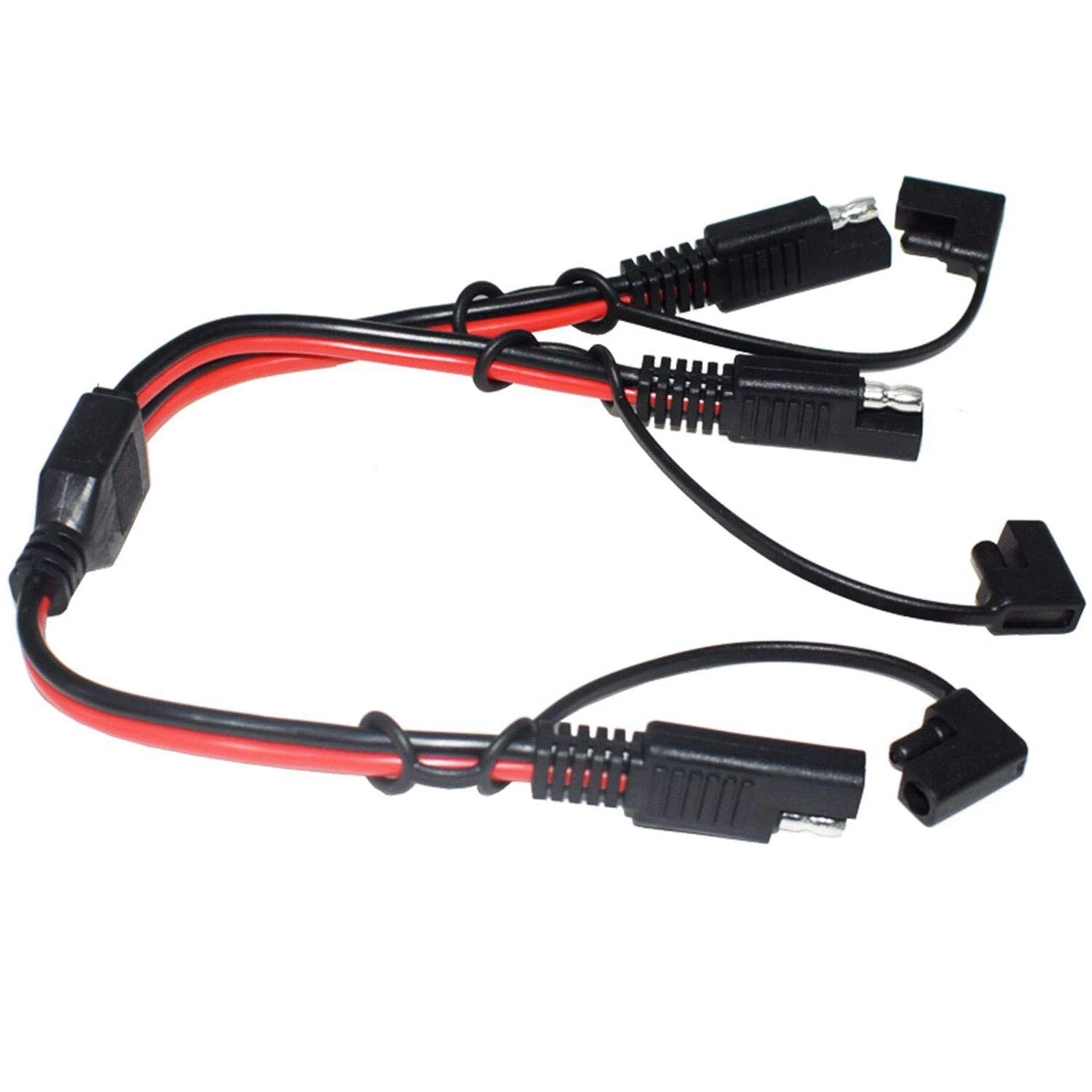 Adaptor Splitter SAE 14AWG SAE DC kabel konektor otomotif daya pembagi Y 1 ke 2 kabel ekstensi SAE dengan penutup