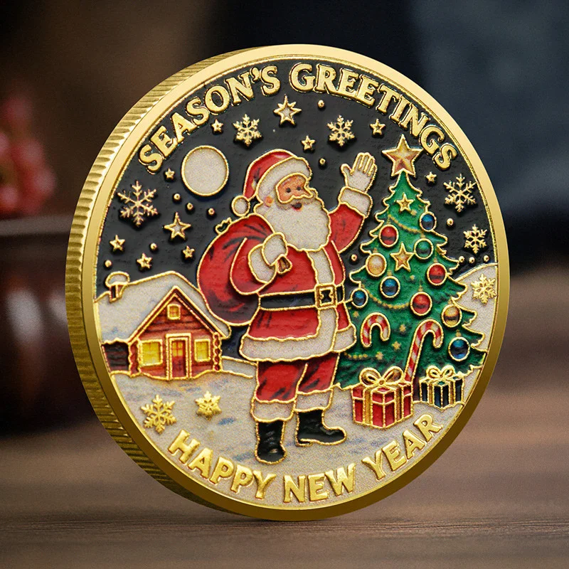 Christmas Santa Claus Collection Commemorative Medal Souvenir Coin Home Decoration Gift