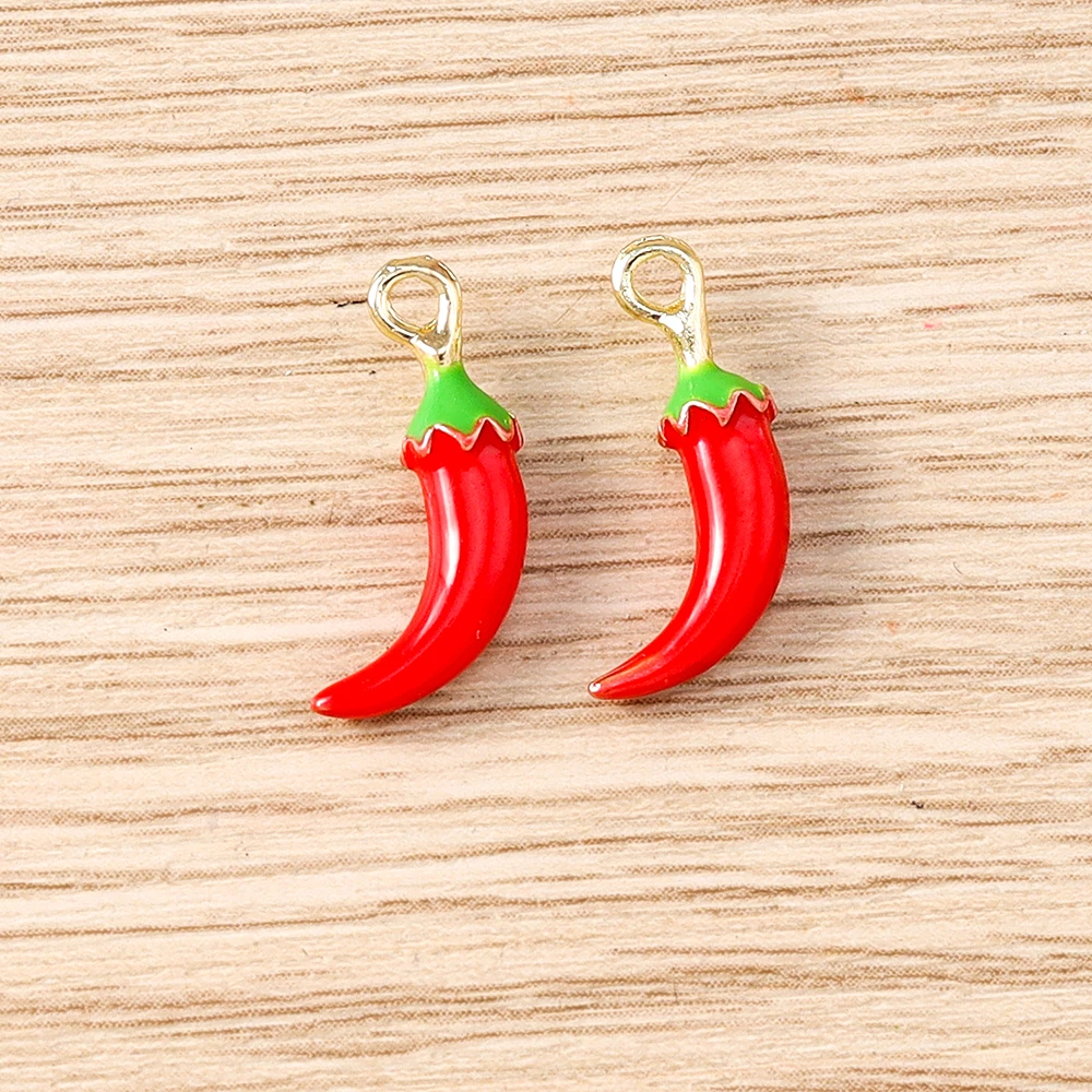 Tusember 5 Stück Emaille-Gemüse-Anhänger Pilz Karotte Aubergine Mais Paprika Charms Perlen Passend für Original-Armband DIY Schmuck – Detail 17