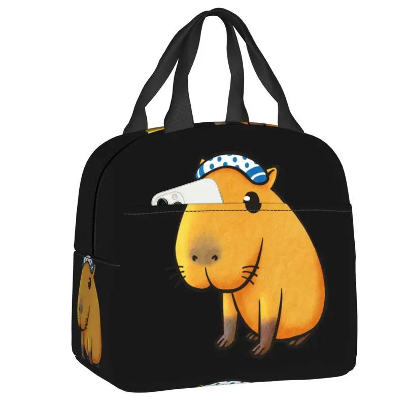 Custom Capybara Lunch Bag Women Kawaii Animal Cooler Warm Insulated Lunch Boxes for Student School