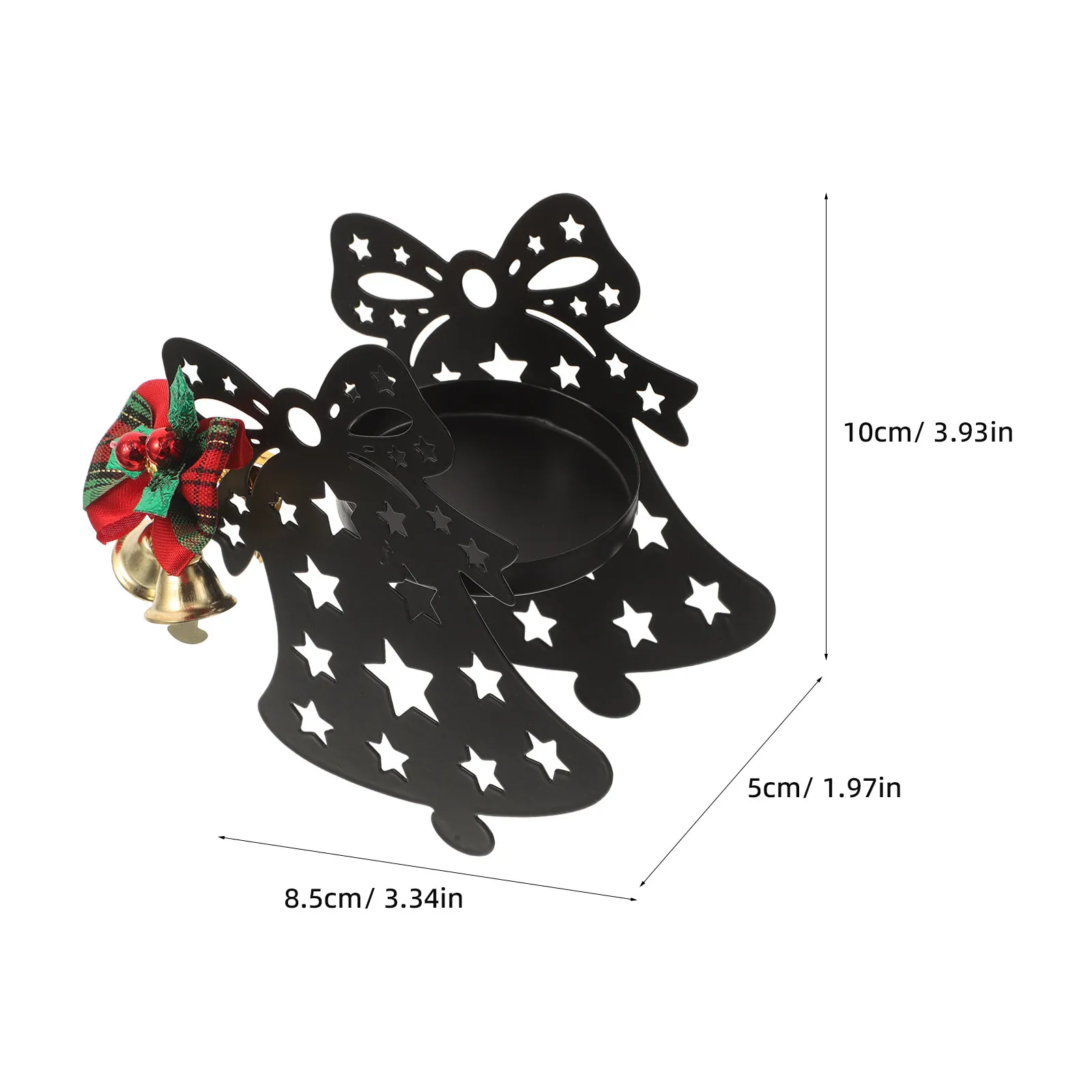Christmas Tray Holder Vintage Iron Bell Tealight Centerpiece Holiday Table Decor Mantel Fireplace Christmas Holder - view 6
