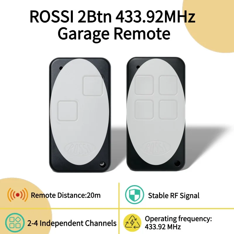 2/4-keyROSSI NTX 433 MHz Remote Control Electronic Gate Control Garage Door Remote Control 433MHz Rolling Code