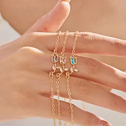 New Elegant Crystal Tulip Flower Bracelet For Women Y2K Sweet Girls Cherry Blossom Zircon Bracelets Luxury Designer Jewelry Gift
