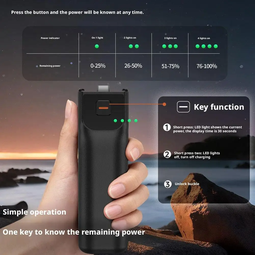 ด้ามจับแบตเตอรี่สำรองสำหรับ DJI POCKET 3 พร้อมระบบชาร์จเร็ว แบตเตอรี่สำรองแบบพกพาสำหรับ Pocket 3 อุปกรณ์เสริม ﻿