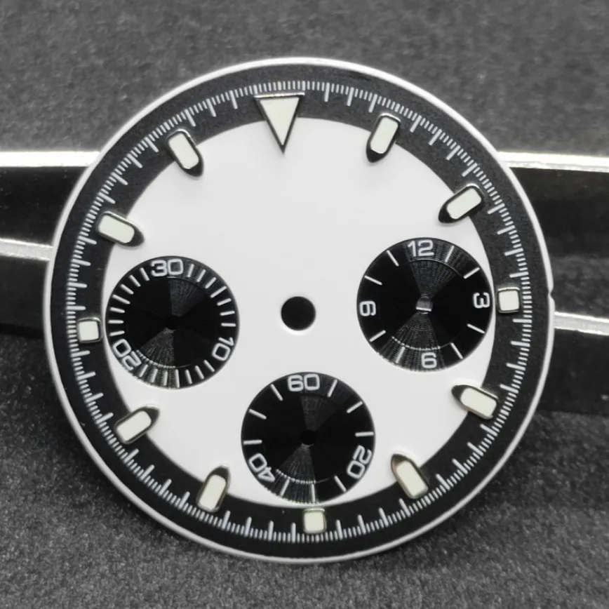 Montre Multifonction avec Cadran Noir et Vert Clair, Accessoire de Conversion Manuelle, pour Mouvement à Quartz VK63, 29.5mm, Nouveau