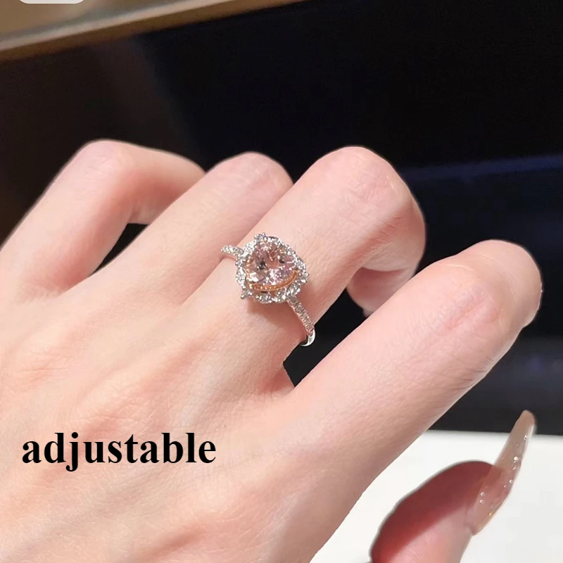 Women's Silver Color Imitation Pearl Heart Adjustable Ring