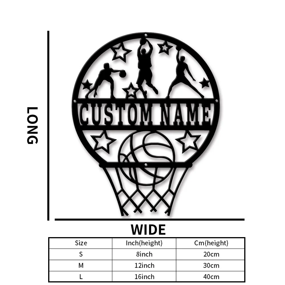 Customizable Iron Basketball Decorative Plaque, Personalized Wall Art Decor, Suitable for Sports Enthusiasts, Holiday Ornaments, view 3