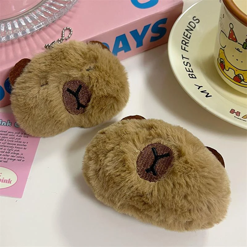 Cartoon Cute Capybara Squeak Plush Dolls Keychain Pendant Car Hanging Decoration Stuffed Toys Bag Ornaments Keyring Charms Gifts