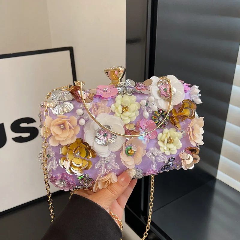 

Модная сумка для губной помады, роскошный вечерний вечерний клатч, дизайнерская сумка с цветами ручной работы, женская универсальная сумка через плечо для телефона