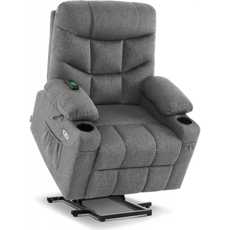 

Power Lift Recliner Chair with Extended Footrest for Elderly People, Fabric 7287 (Dark Gray, Medium-Regular)