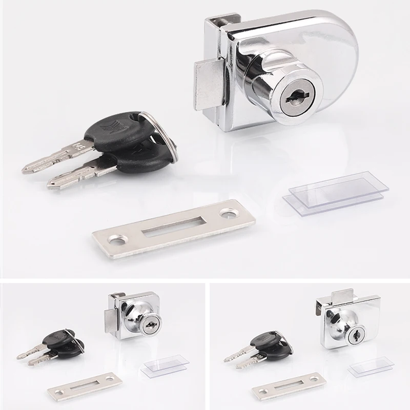 Brand New 8Sets Zinc Alloy Single/Double Open Glass Cabinet Locks Shopping Malls Jewelry Showcase Cabinet Door Locks+Keys