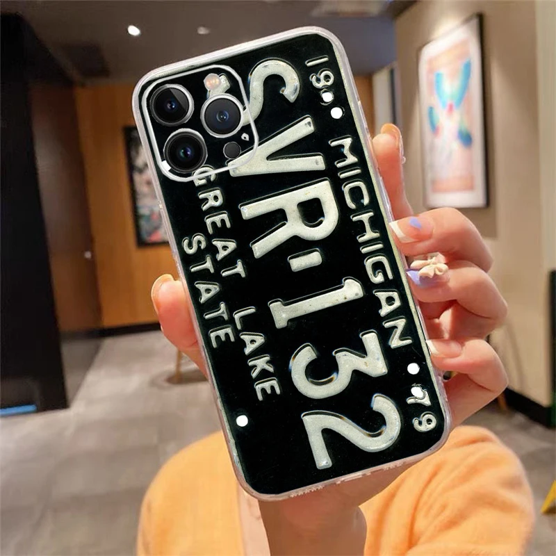 

Phone Case For iphone 17 Air 17 16 Pro Max 15 14 13 Pro Max 15 16 Pro 15Plus License Plate Number Car