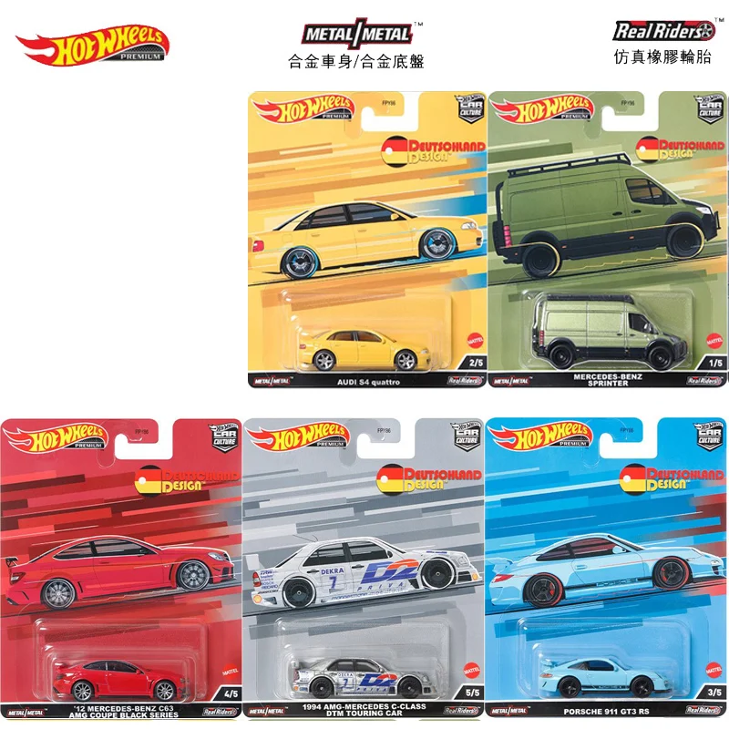 Original Hot Wheels Premium Car Culture Deutschland Design Mercedes-Benz Sprinter Audi S4 Porsche 911 Boy Toys for Children Gift