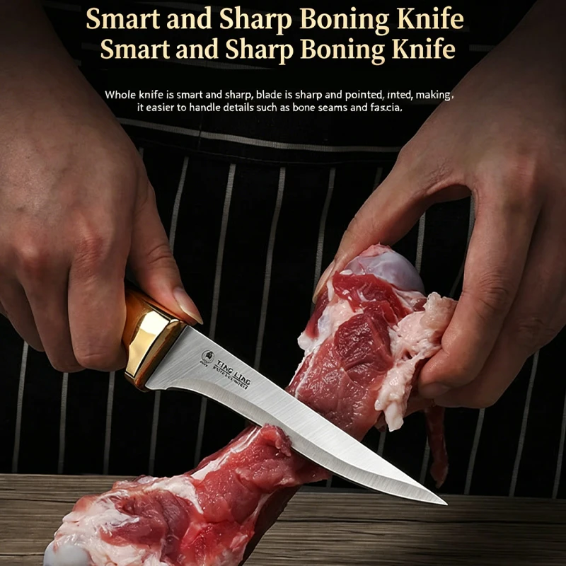 Professional bone removal knife for the kitchen. Made of stainless steel. With anti-slip handle. Multi-functional chef knife.