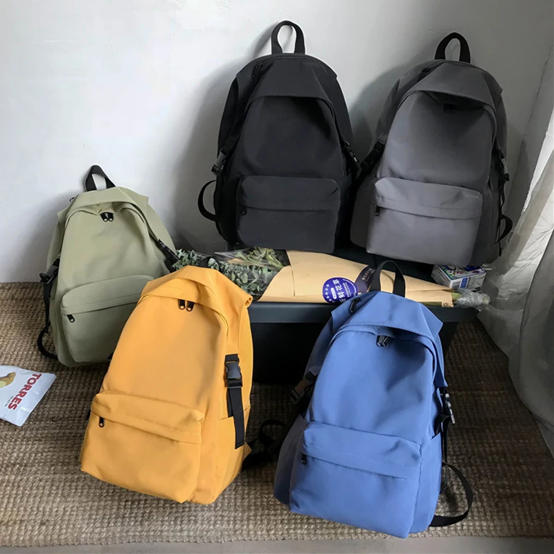 Fashion 2022 Waterproof Nylon Backpacks Women Big Small school bag For Teenage girls Solid color Travel Backpack Female Mochilas