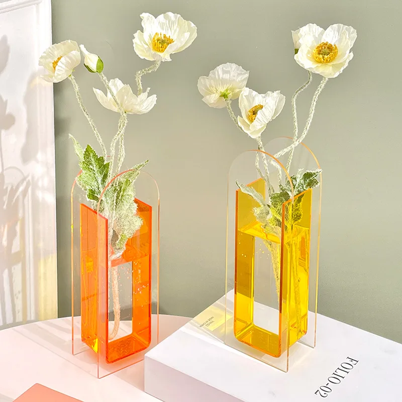 Ins Vase Ornament Acrylic Vase Simple Decoration Transparent Flower Vase Living Room Dining Table Hydroponic Flower Planter