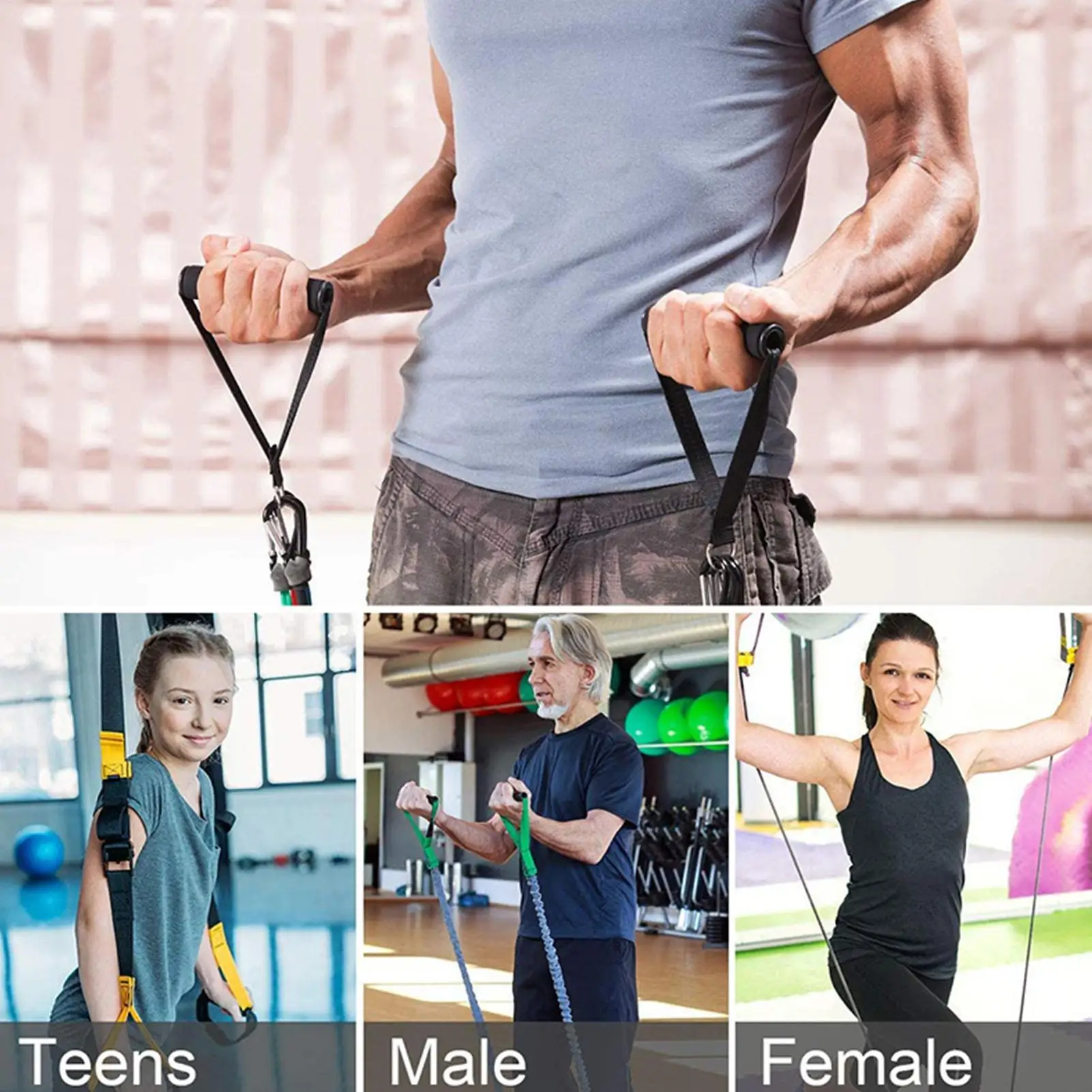 

Fitness Resistance Bands Handles Gym Anti-slip Grip Strong Nylon Webbing Grip Puller Gym Resistance Bands Accessories