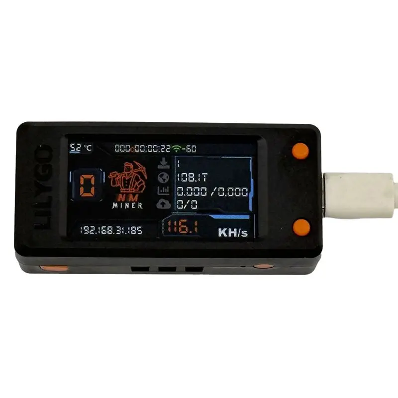 LILYGO Nerdminer Upgrade 118KH/S BTC Solo Lottery Miner With 1.91Inch Color Screen Bitcoin BTC Miner ASIC Miner