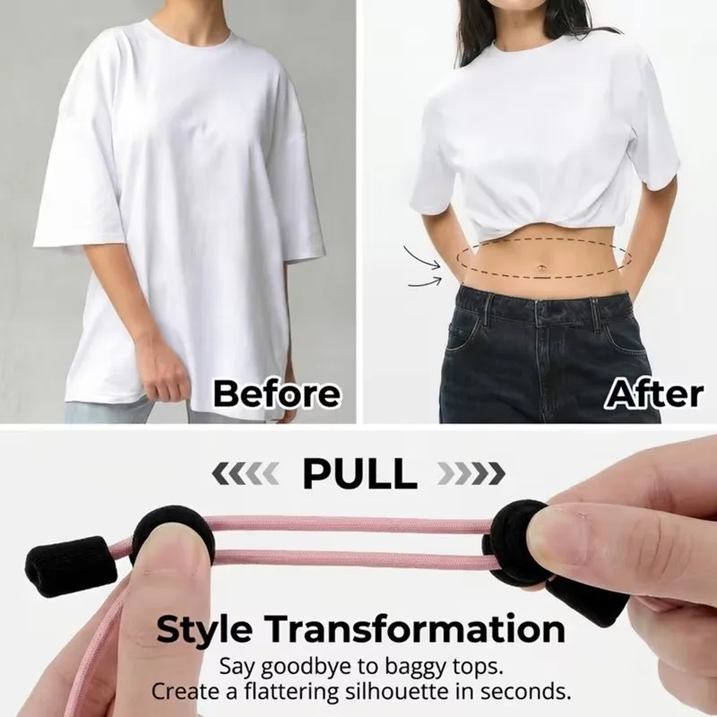 3Pcs Adjustable Elastic Crop Tuck Tool Band Women Fashion Clothing Accessory For Shirt Summer Instant Waist Slimming Non-Slip