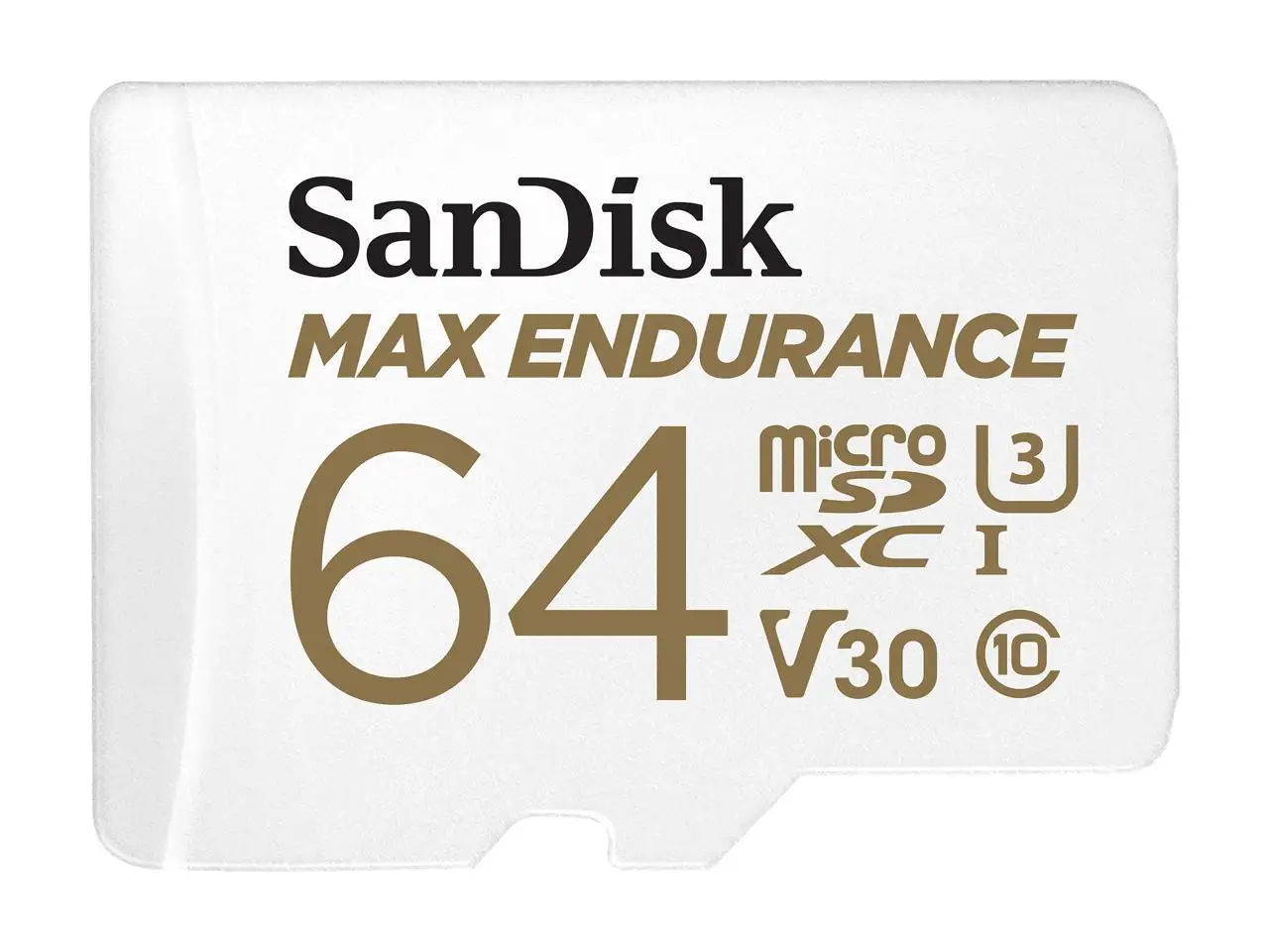 SANDISK 64GB MAX Endurance microSDXC Card with Adapter for Home Security Cameras and Dash cams - C10, U3, V30, 4K UHD, Micro SD Card - SDSQQVR-064G-GN6IA