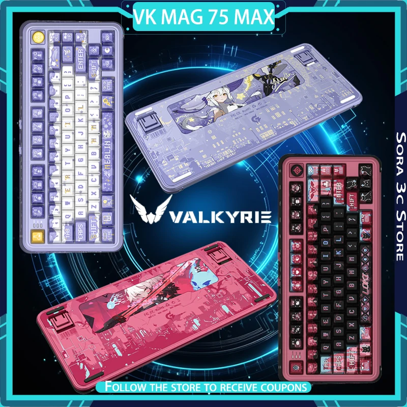 

VALKYRIE VK MAG 75 MAX Magnetic Axis Keyboard Wireless Tri Mode 0.01RT Accuracy 8k Return Rate Customized Gaming Keyboard