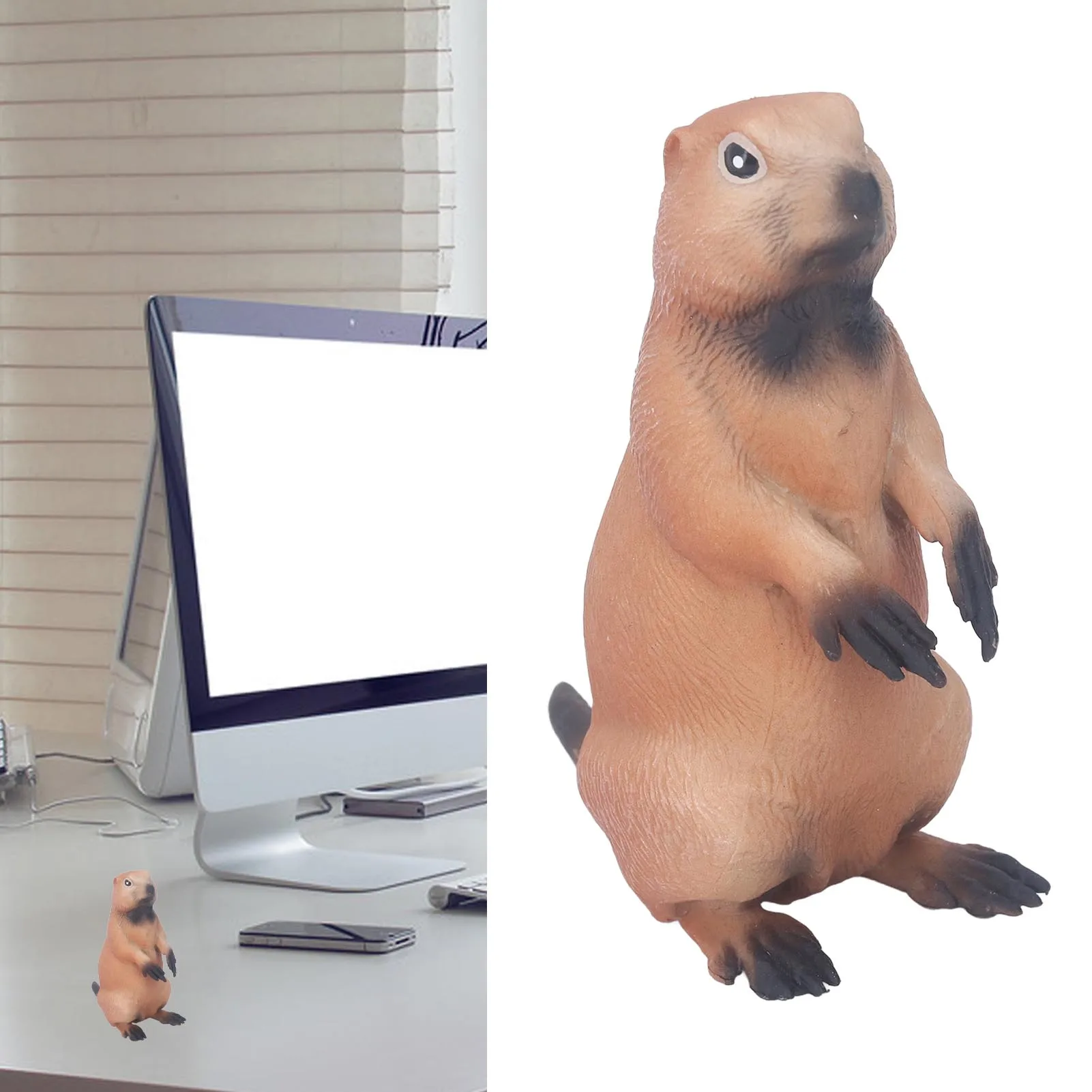 ZK40 Groundhog Statue Toy Wild Animal Figurine Model Simulation Animal Plastic Sculpture for Home Decoration Kids Education