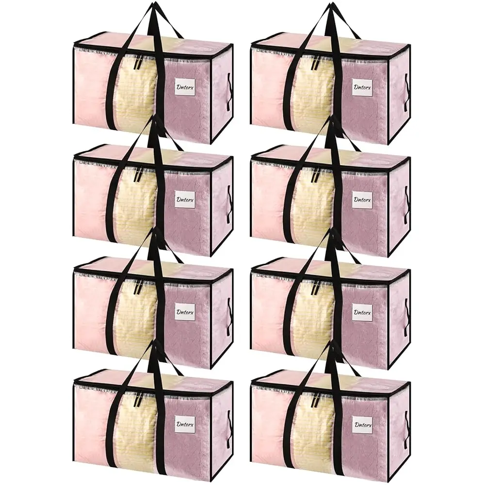 

8 Pa Large Clothes Storage Bags With Lids Clear Moving Bags Heavy Duty Moving Totes Packing Bags With Zips For Moving Clothes
