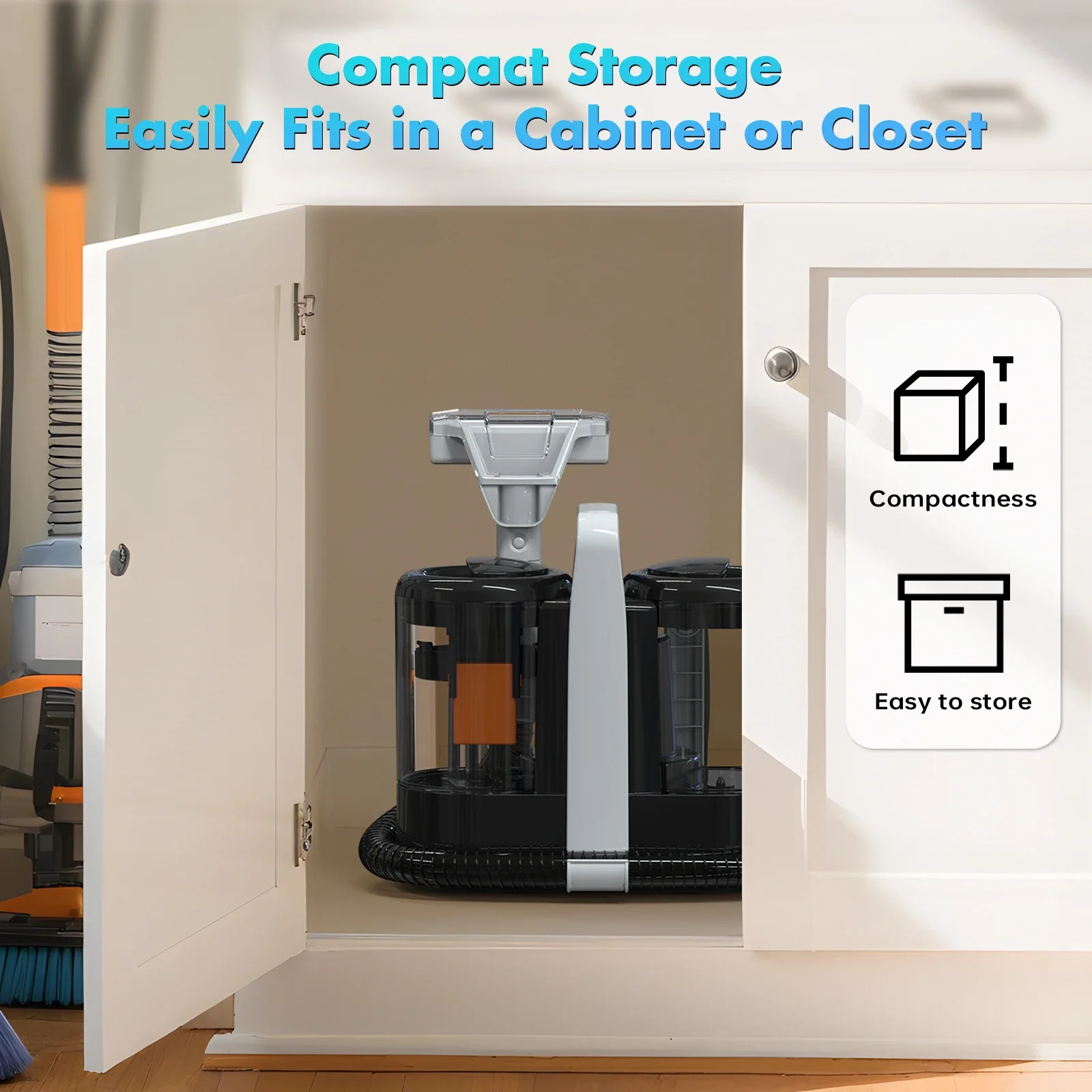 OMESER W07 Handheld Carpet Cleaner 600W Handheld 15Kpa Corded Spot Clean Machine Wet Fabric Sofa Cleaning Pet Portable Car