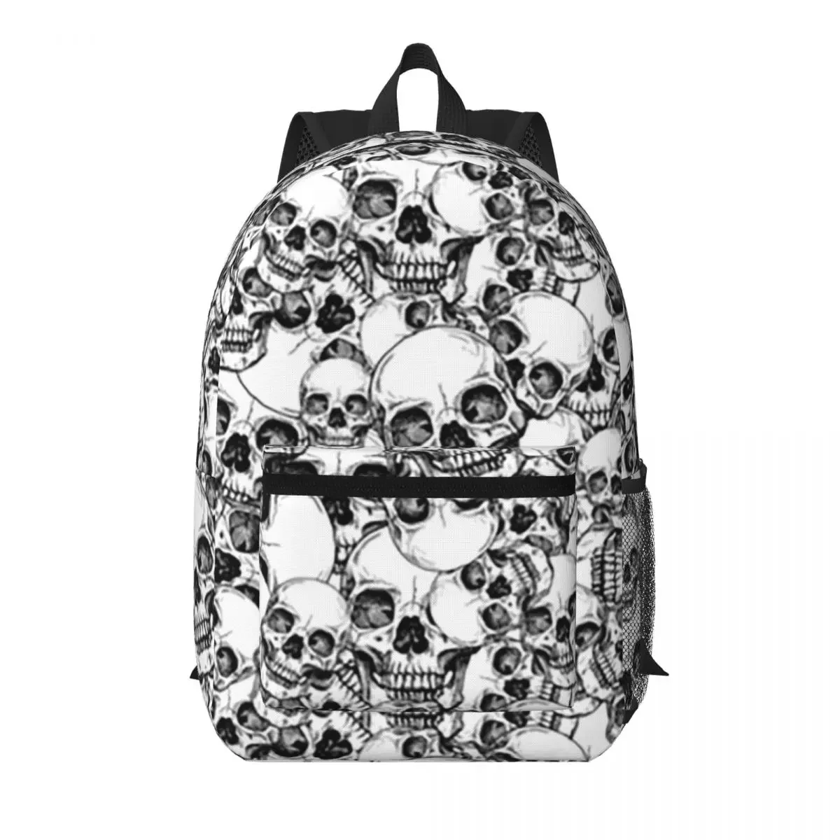 Black White Human Skull Sketching Art Student Backpack School Bag Hiking Travel Daypack for Men Women Bookbag Shoulder Bags