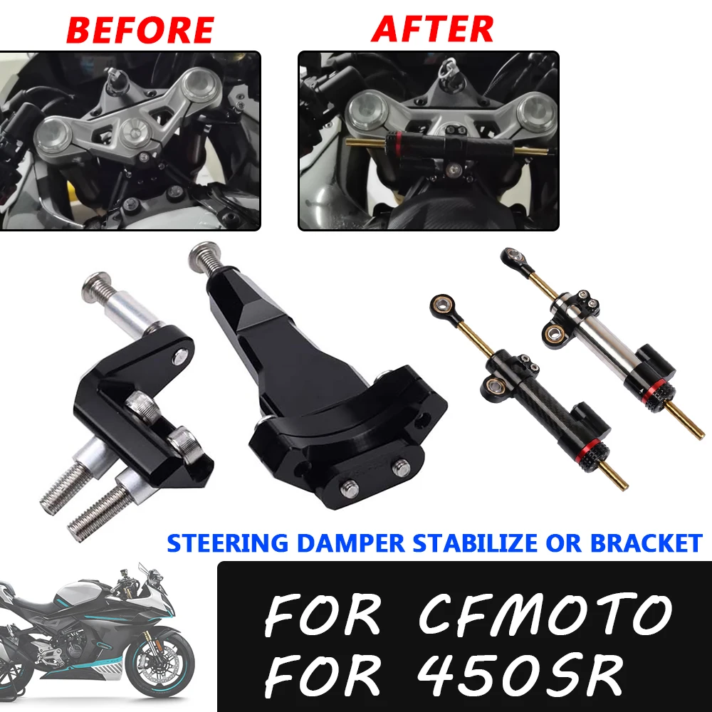 

Motorcycles Accessories Adjustable Steering Stabilizer Steering Damper Mounting Bracket Kit For CFMOTO 450SR 450 SR 2022 2023