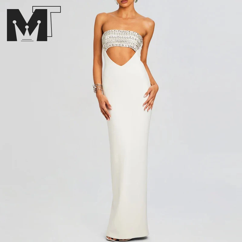 

MT white elegant dresses women party luxury rhinestone dress women's cocktail dress for wedding high quality bandage dress