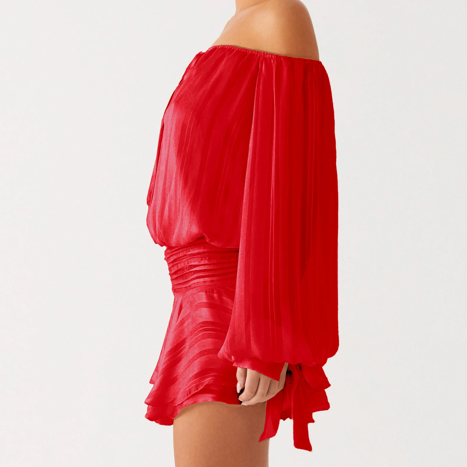 Mini abito scavato con top a tubo da donna Abito arricciato smock color tinta unita senza spalline senza spalline alla moda