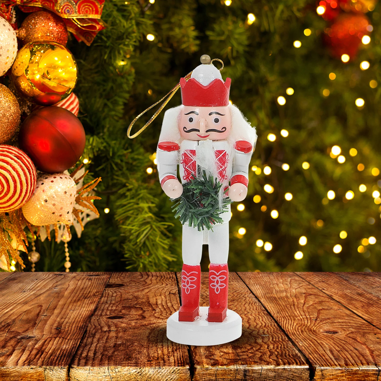 

5 Pcs 13CM Golden Hanging Nutcracker Decor Gifts Wooden Craft Xmas Nutcracker Home Car Office nament DIY