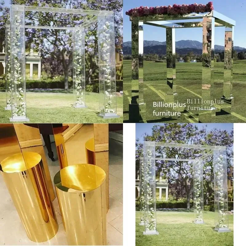 High quality transparent acrylic wedding pillar elegant flower arch walkway decoration modern party carton packaging