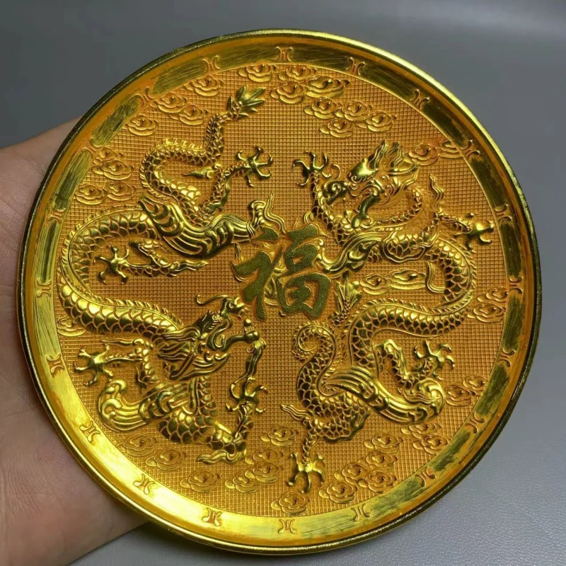 Shuanglong Fushou Bronze with Twelve Zodiac Dragons in the Clouds, Home Decorative