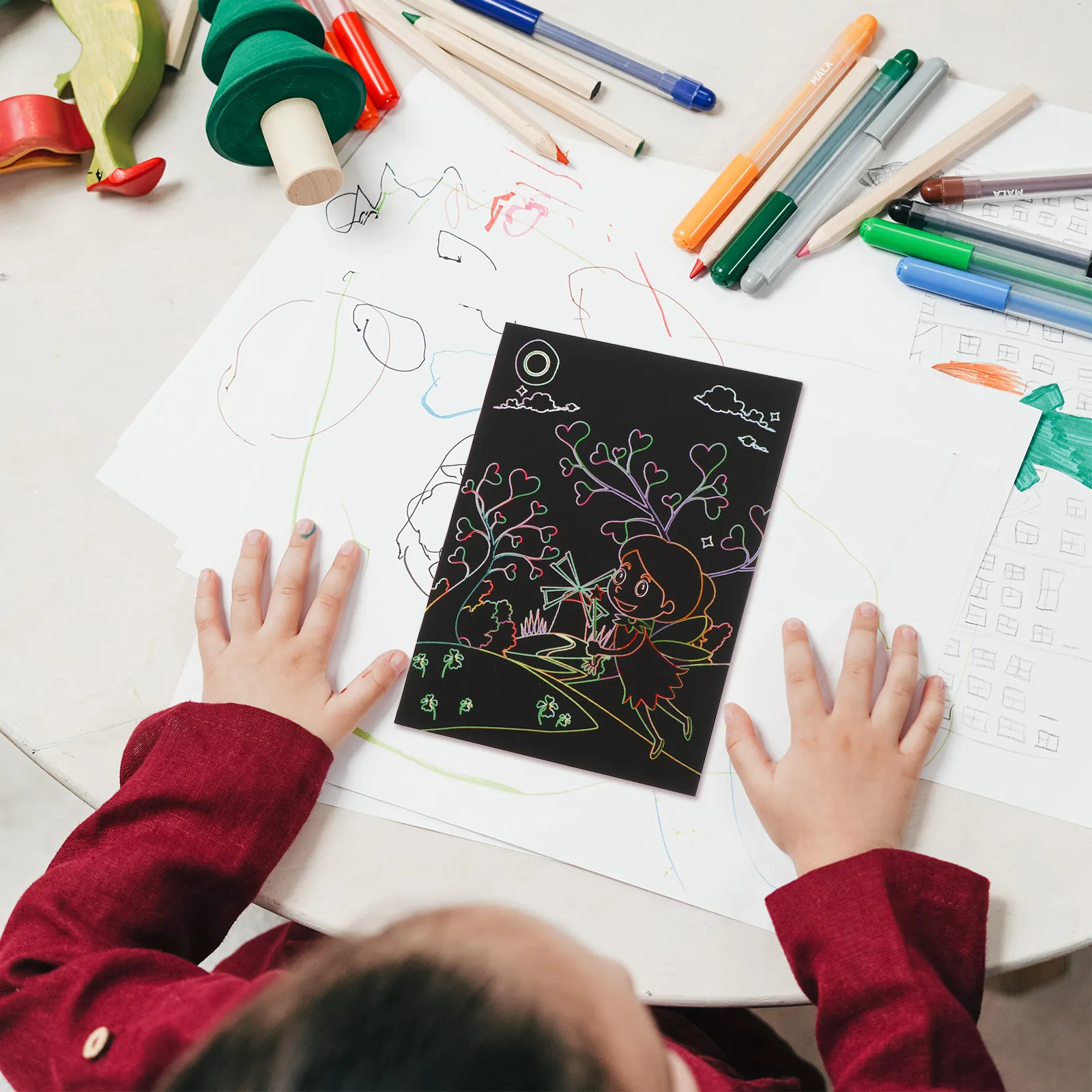 

Набор для скретч-арта: бумага для рисования, DIY карточки для граффити, творческое рисование, семейное развлечение, бумага для скретч-рисования