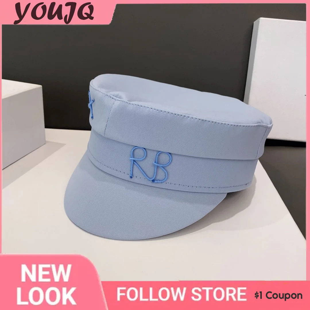 New Arrival Luxury Newsboy Caps with Letter Decoration for Women Stylish Blue Fat Hats Female Navy Hat Casual Gorras Hombre