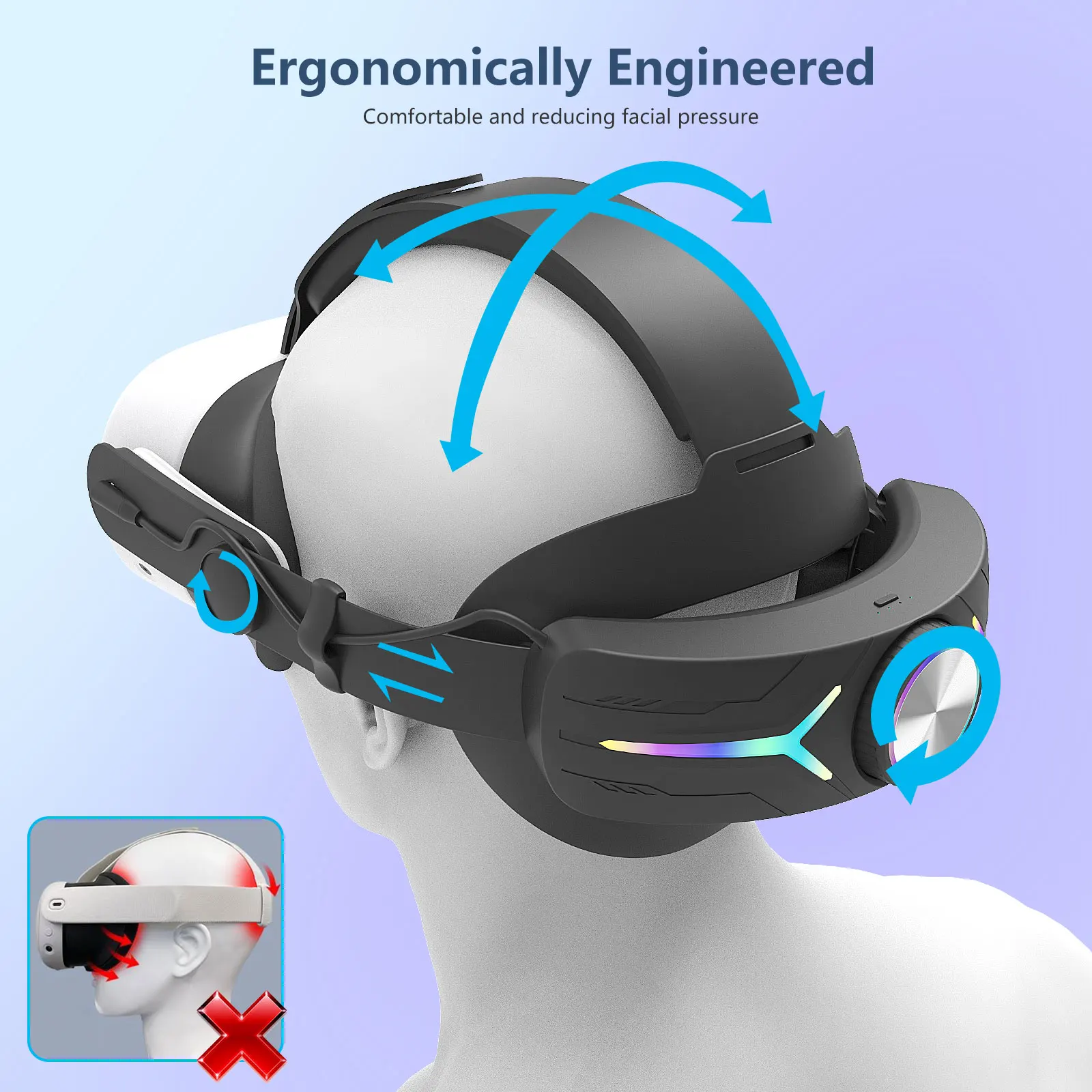 Head Strap Compatible with Metamlemonvr For Meta Quest 3/3s  Battery One-Button VR Accessory Digital Display Enhanced Comfort