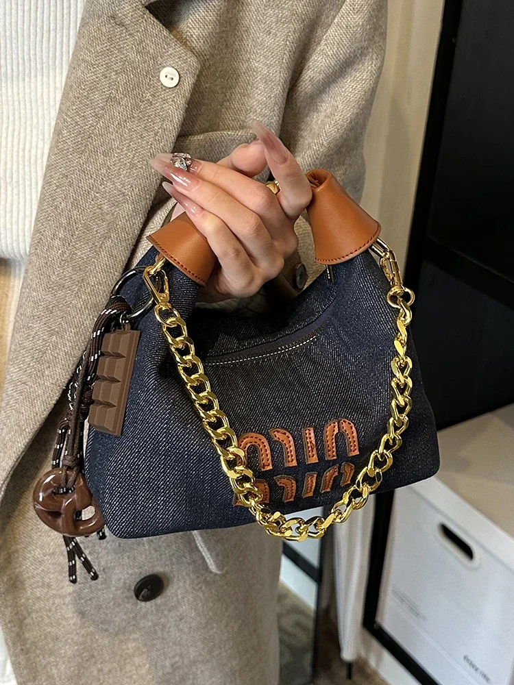 Bolsos de hombro tipo bandolera Hobos de mezclilla Retro de diseño moderno, bolsos y monederos de mano para mujer, bolso de mensajero para señora nueva 2025