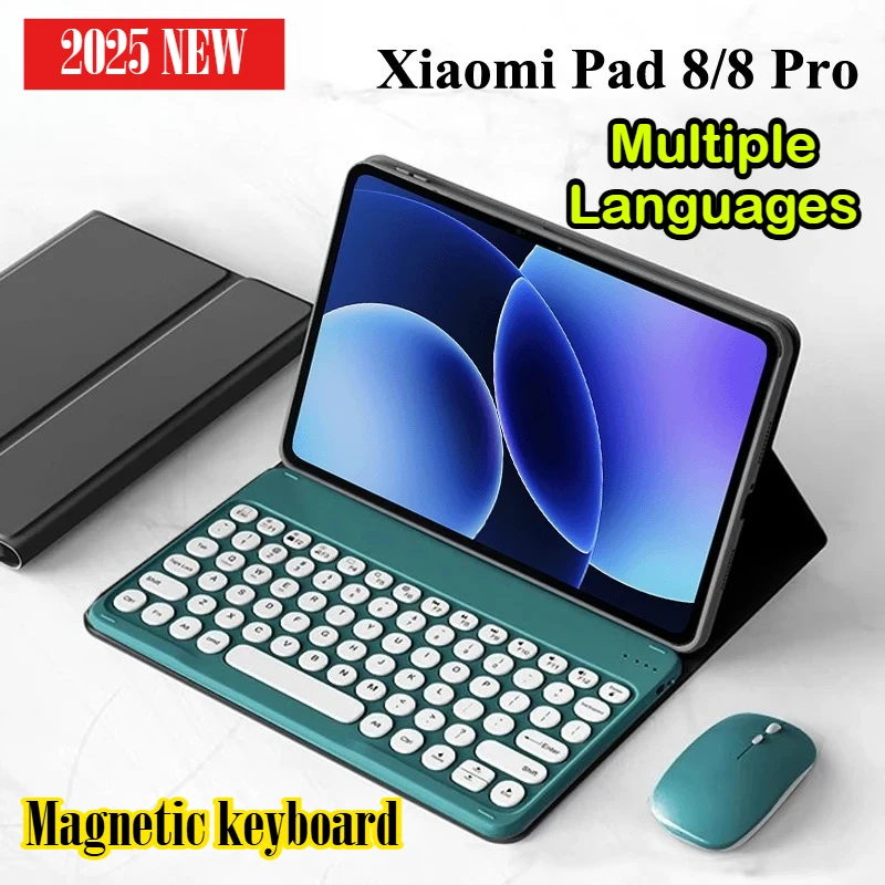 

2025 New Magnetic Bluetooth Keyboard Tablet Case for Xiaomi Pad 8 Pro 11.2 Inch Mi Pad 7 8 Pro PU Leather Keyboard Smart Cover